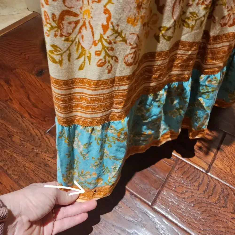 Unbranded Boho Romantic Maxi Dress XL Floral Cottagecore Prairie Tiered Flowy - Picture 8 of 11